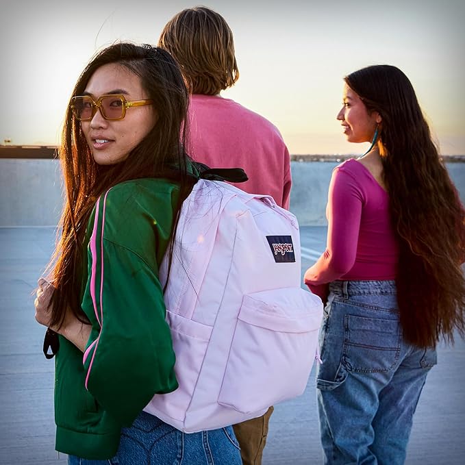 JanSport SuperBreak One Backpack - Durable, Lightweight Bookbag with 1 Main Compartment, Front Utility Pocket with Built-in Organizer - Premium Backpack, Peach Bum