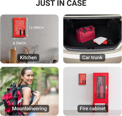 2024 Emergency Fire Blanket, 4 Pack Fire Extinguisher Blanket, Fire Suppression Blanket, Flame Retardant Blanket Fire Safety Blanket for Home, Kitchen, School, Grill, Car, Office, Warehouse(40” x40”)