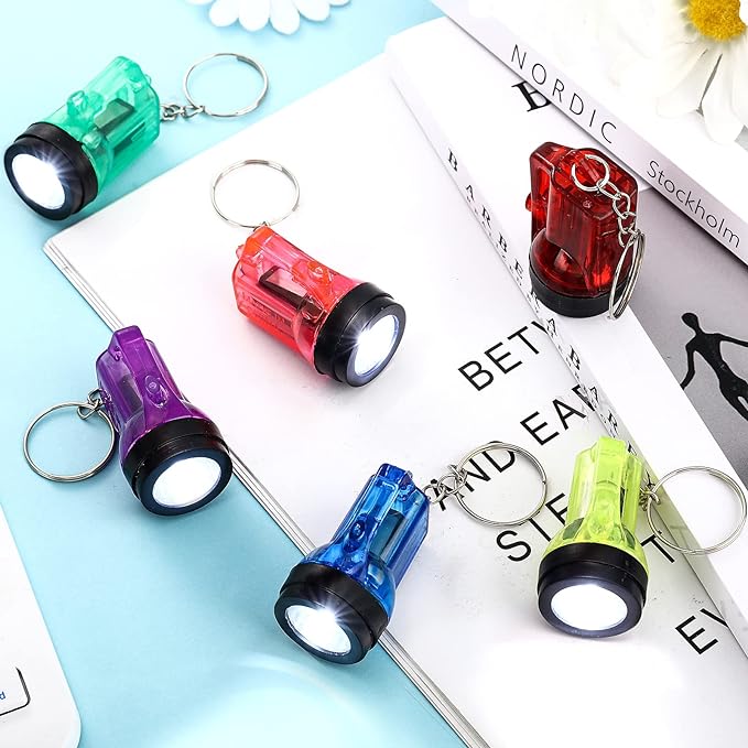 Kenning 48 Pcs Mini Flashlight Keychains Small LED Key Chains Portable Handheld Flashlight Keychains for Camping Party Favors(Fresh Color)