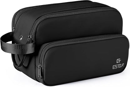 Toiletry Bag for Men, Travel Toiletry Bag Travel Essentials, Dopp Kit Water-resistant Shaving Bag, Bathroom Bag Toiletries Organizer, Black(Upgraded Polyster)
