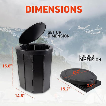 72 HRS Portable Collapsible Toilet for Camping, 15.8" Extra Large Camping Toilets Portable Potty, Lightweight and Sturdy, Camp Toilet (With 12 Toilet Bags)