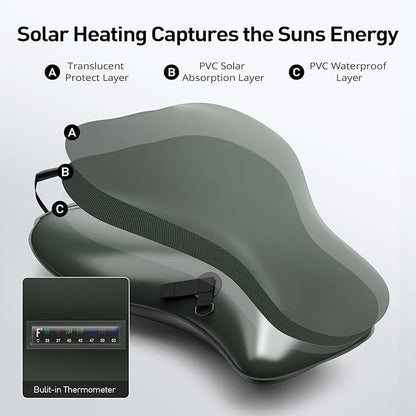 Extremus Rainbow Falls Camping Shower, 6.6 Gallons/25L Camp Shower Bag, Solar Heating PVC Bladder, Built in Thermometer, Mesh Pocket, ABS Nozzle System, Portable Solar Shower for Camping
