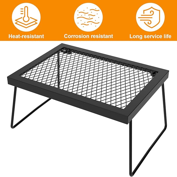 Camp Fire Cooking Racks Campfire Grate Over Fire Pit, Fireplace Cooking Grate Camp Fire Cooking Racks for Camping Cooking, Grill Grate for Fire Pit Over Fire Grill, Camping Accessories for Outside