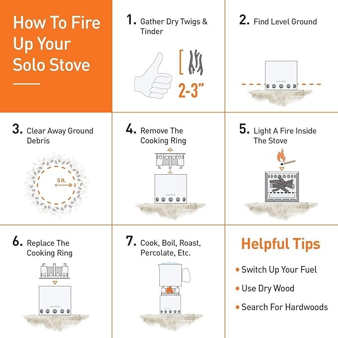 Solo Stove Campfire Camping Stove Portable Stove for Backpacking Outdoor Cooking Great Stainless Steel Camping Backpacking Stove Compact Wood Stove Design-No Batteries or Liquid Fuel Canisters Needed