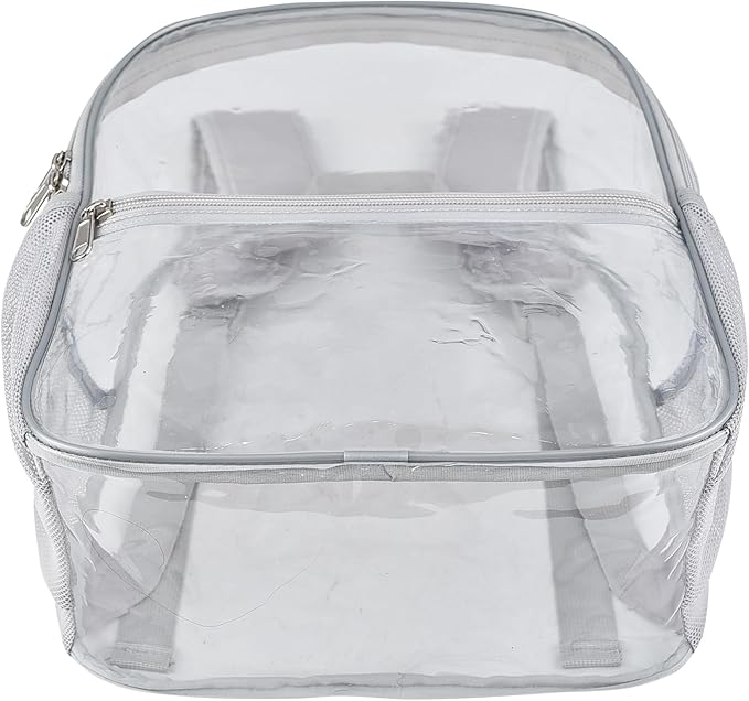Oraben Clear Backpack for Stadium Events Clear Stadium Backpack 12x6x12 Bag (Enhanced Strap, Sliver)