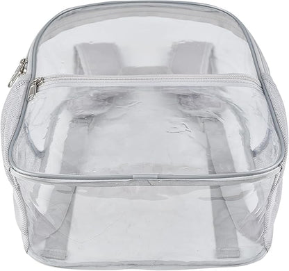 Oraben Clear Backpack for Stadium Events Clear Stadium Backpack 12x6x12 Bag (Enhanced Strap, Sliver)