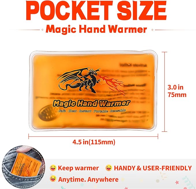 8 Pack Magic Hand Warmers, Reusable Snap Heat Packs, Reusable Pocket Hand Warmers, Portable Hand Warmers Used for Outdoor, Indoor, Working, Studying, Camping, Warm Gifts for Adults or Kid(P0125)