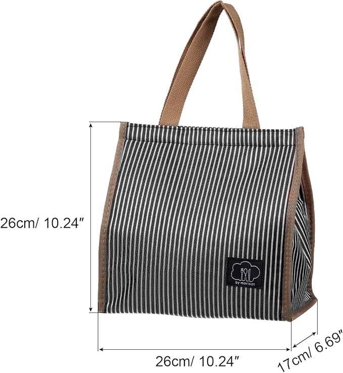 PATIKIL Insulated Lunch Bag, Oxford Cloth Waterproof Lunch Tote Bag Thermal Portable Lunch Box Food Container for Work Office Picnic Outdoor, 10.24"x6.69"x10.24", Black