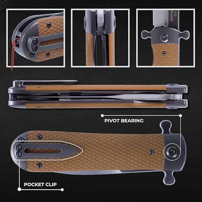 Firebird Knife GANZO Firebird Adimanti Samson-BR Pocket Folding Knife G10 Handle with Clip D2 Steel Blade Hunting Fishing Camping Outdoor EDC Knife (Brown)