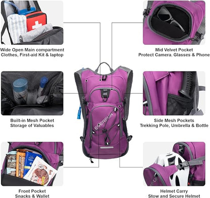 Everfun Hydration Backpack 18L with Water Bladder 2L/3L Hiking Water Backpack Women Men Lightweight Insulation Hydration Day Rucksack for Hiking, Cycling, Running, Festival, Camping