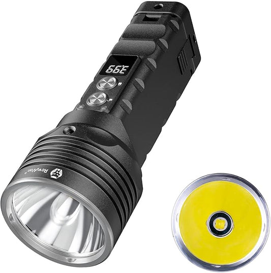 RovyVon S2i Rechargeable Flashlight, 5000 Lumens Super Bright LED Flashlight, 500 Meters Long Throw Search Flashlight with Digital Power Display, for Outdoors, Searching, Camping