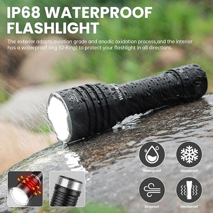 Wurkkos TS23 5000 High Lumens Flashlight,1581Ft Long Range Flashlight 6000K 70.3 HI LED High Power Super Bright LED Flashlight with Tail E-Switch,IP68 Waterproof Flashlights for Emergency,Repair,Work