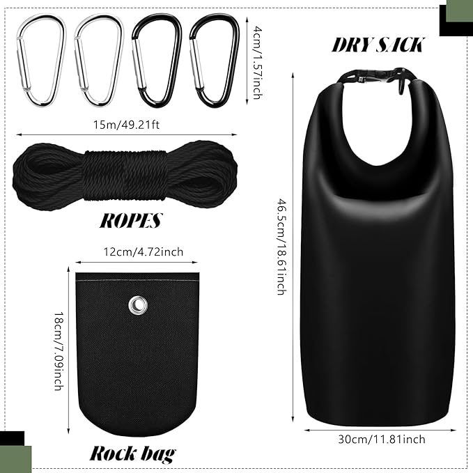 2 Sets Bear Food Bag Hanging System Ultralight Food Bag Hanging System Include 10 L Waterproof Bear Bag for Food Backing, Pulley System, Nylon Ropes and Clips for Camping Backpacking