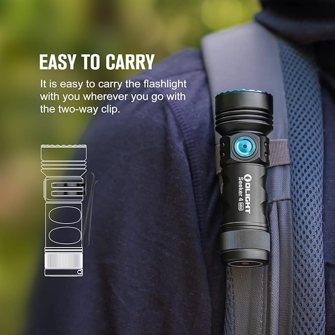 OLIGHT Seeker 4 Mini Rechargeable EDC Flashlight with 365nm UV Combo 1200 Lumens White Light, Portable Black Light for Outdoors, Cleanliness Detection and Emergency(Cool White Light: 5700~6700K)