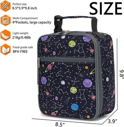 Lunch Box for Kids Boys Girls Men Women, Insulated Small Soft Cooler Lunch Bag Kit for School Work Picnic Travel - Reusable Portable lunchbox,Stars