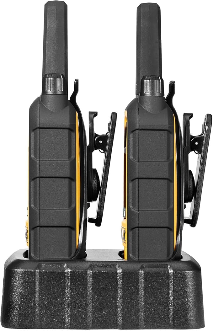 DEWALT DXFRS800 2 Watt Heavy Duty Walkie Talkies - Waterproof, Shock Resistant, Long Range & Rechargeable Two-Way Radio with VOX