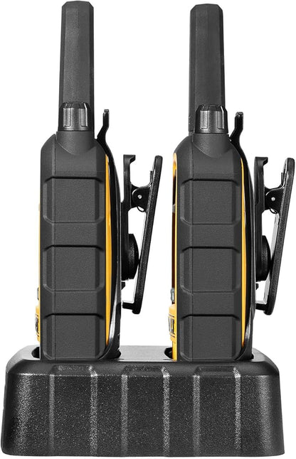DEWALT DXFRS800 2 Watt Heavy Duty Walkie Talkies - Waterproof, Shock Resistant, Long Range & Rechargeable Two-Way Radio with VOX