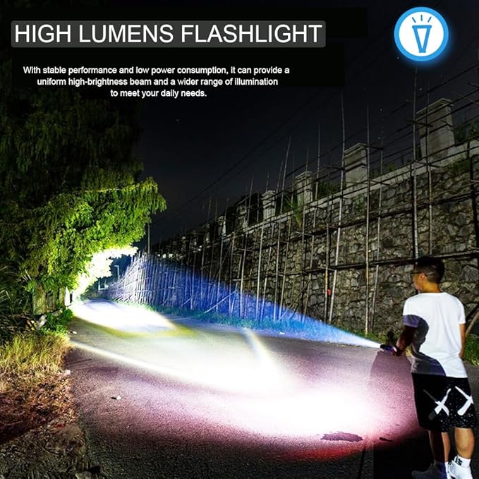 LED Flashlights High Lumens - Flashlights for Camping, Hiking, Walking - Powerful Emergency Flashlights with 5 Modes for Home Outdoor Use - Bright Flashlight with Zoomable Beam (1 Pack)