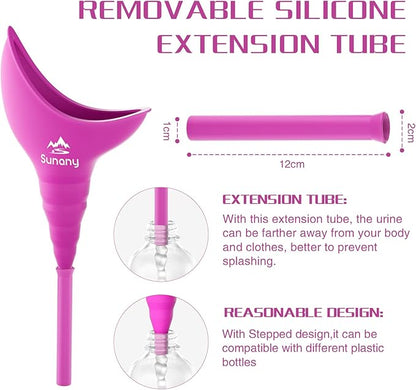 Female Urination Device, Female Urinal Silicone Funnel Urine Cups Portable Urinal for Women Standing Up to Pee Funnel Reusable Women Pee Funnel, Outdoor, Activities, Camping (Fuchsia)
