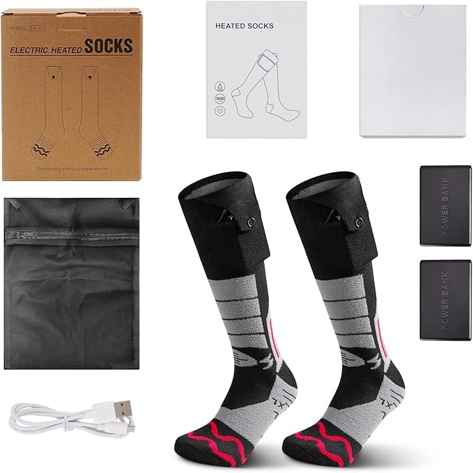 Electric Heated Socks, Rechargeable Heated Socks for Men Women Washable 2022 Upgraded Bluethooth APP Control 5000mAh Barrery Powered Feet Warmer Socks for Hunting Skiing Fishing Camping-XL