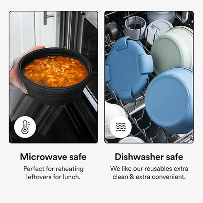STOJO Collapsible Bowl - Sage Green, 36oz - Reusable Silicone Bowl for Hot and Cold Food - Perfect for Travel, Meal Prep, To-Go Lunch, Camping & Hiking - Microwave & Dishwasher Safe