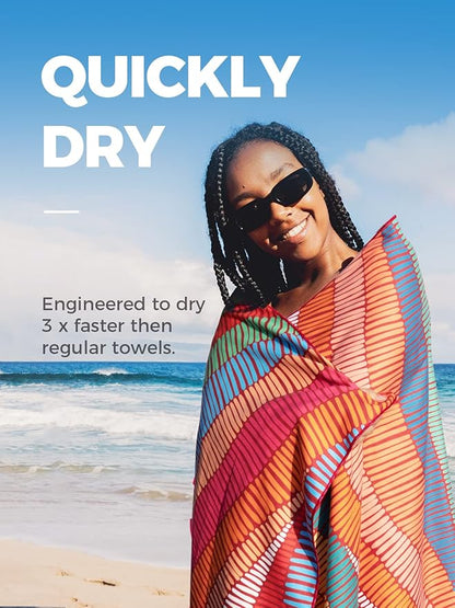 OCOOPA Microfiber Beach Towel Fast Drying, Extra Large 63" x 31" Sand Free Beach Towel Super Lightweight Towels for Swimming Pool, Camping, Picnic, Yoga Gym Sports
