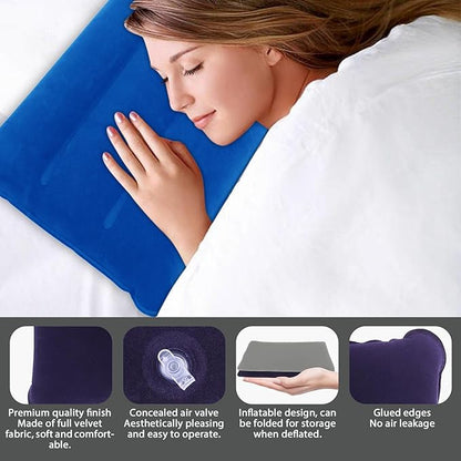 2 Pack Ultralight Inflatable Camping Pillows for Sleeping & Travel, Camp Pillow Backpacking for Sleeping, Inflatable Beach Ergonomic Pillows for Camping Hiking Home Sleeping (Blue+Gray)