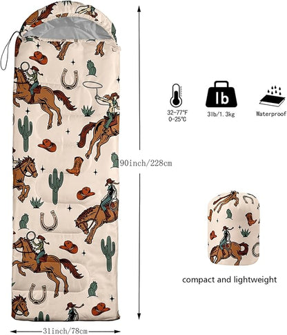 AILONEN Cartoon Fox Camping Sleeping Bag for Boys Girls Adults,Lightweight & Waterproof,3 Season Warm & Cold Weather,Portable,Kawaii Fox Printed Sleeping Bag,Traveling,Camping,Hiking