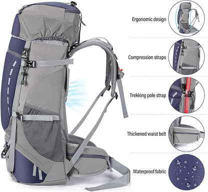 HOMIEE 50L Hiking Backpack Travel Bag Waterproof Camping Backpack with Rain Cover Lightweight Backpacking Backpack Rucksack