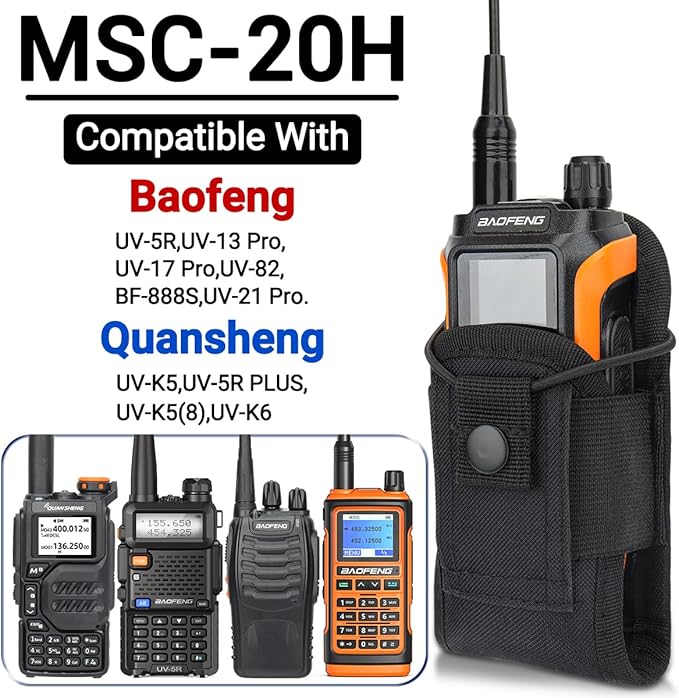 BAOFENG Tactical Pouch Walkie Talkie Bag Molle Radio Pouch Portable Radio Case Outdoor Nylon Case Holster Pouch Bag UV-5R BF-F8HP 5RM UV-21R Quangsheng UV-K5 8 K5PLUS AR-152 UV-17R Two Way Radio