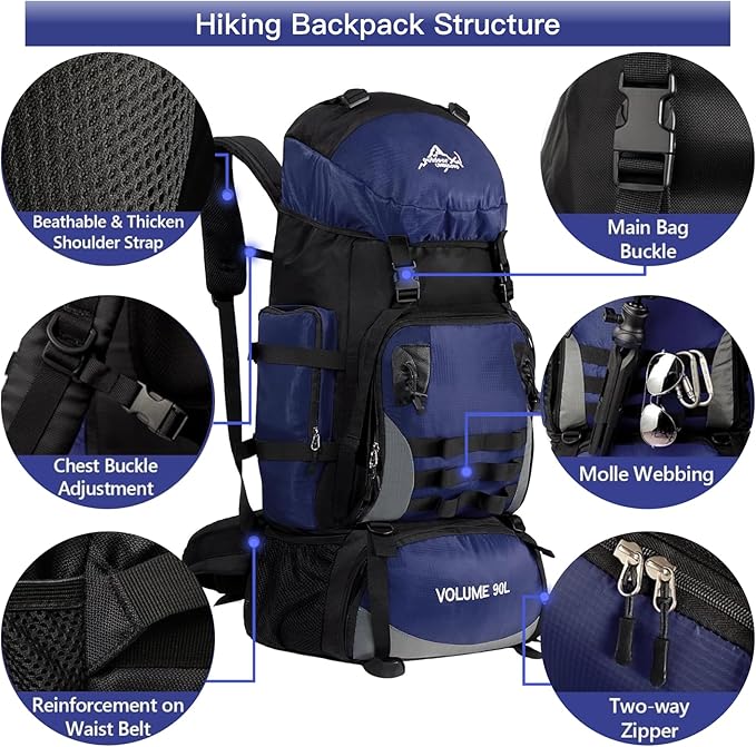 90L Large Camping Hiking Backpack,Trekking backpack,Waterproof Molle Rucksack Backpack,Sport Backpack