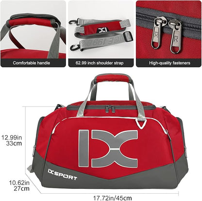 Sports Gym Bag，INOXTO Travel Duffel Bag with Dry Wet Pocket And Shoe CompartmentFor Women and Men，40L/55L Fitness Waterproof Weekender Bag For Swim Sports Travel Working Out (Red, 40L)