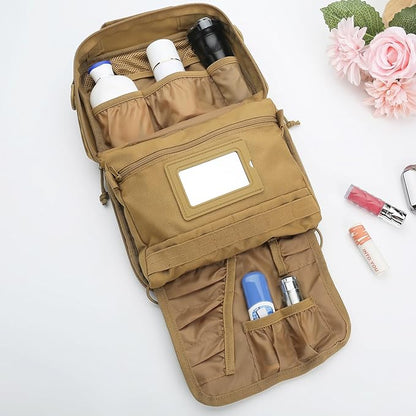 SMONT Tactical Toiletry Bag for Men, 9.5" Hanging Dopp Kit Shaving Hygiene Bag for Traveling Bathroom