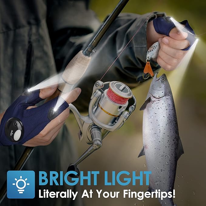 PARIGO Flashlight Gloves with Lights Gifts for Men Valentines Day Gifts for Him Boyfriend Husband Anniversary Easter Gifts Christmas Birthday Stocking Stuffers Cool Gadget Fishing Gifts