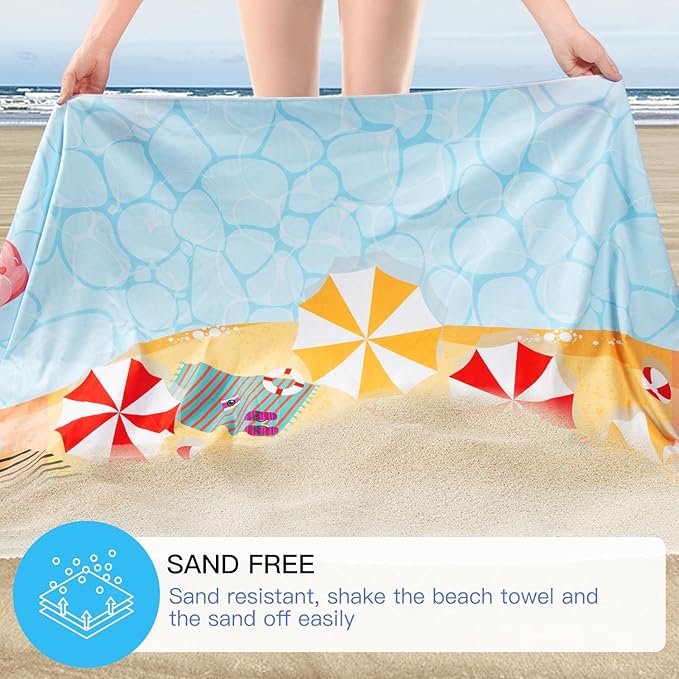 Microfiber Sand Free Beach Towel 72"x36",Extra Large Lightweight Super Absorbent Thin Fast Drying Towels for Swimming Bathing Pool Outdoor Hiking Adults(2 Pack Sunshine Coast)