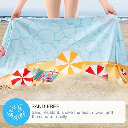 Microfiber Sand Free Beach Towel 72"x36",Extra Large Lightweight Super Absorbent Thin Fast Drying Towels for Swimming Bathing Pool Outdoor Hiking Adults(2 Pack Sunshine Coast)