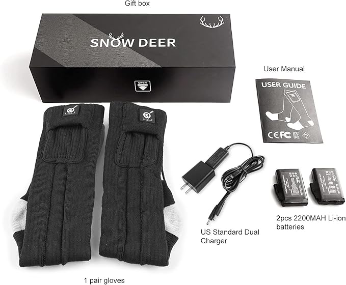 Upgraded Rechargeable Electric Heated Socks,7.4V 2200mAh Battery Powered Cold Weather Heat Socks for Men Women,Outdoor Riding Camping Hiking Motorcycle Skiing Warm Winter Socks