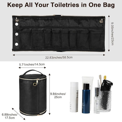 Luxspire Toiletry Bag for Men, Travel Toiletry Organizer Dopp Kit, PU Water-resistant Shaving Bag for Toiletries Accessories, Gift for Men, Black