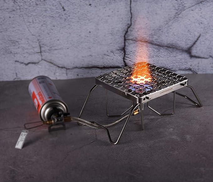 CAMPINGMOON Portable Folding Camping Campfire Grill over Fire Split Stoves 304 Stainless Steel (ZJP 1011)