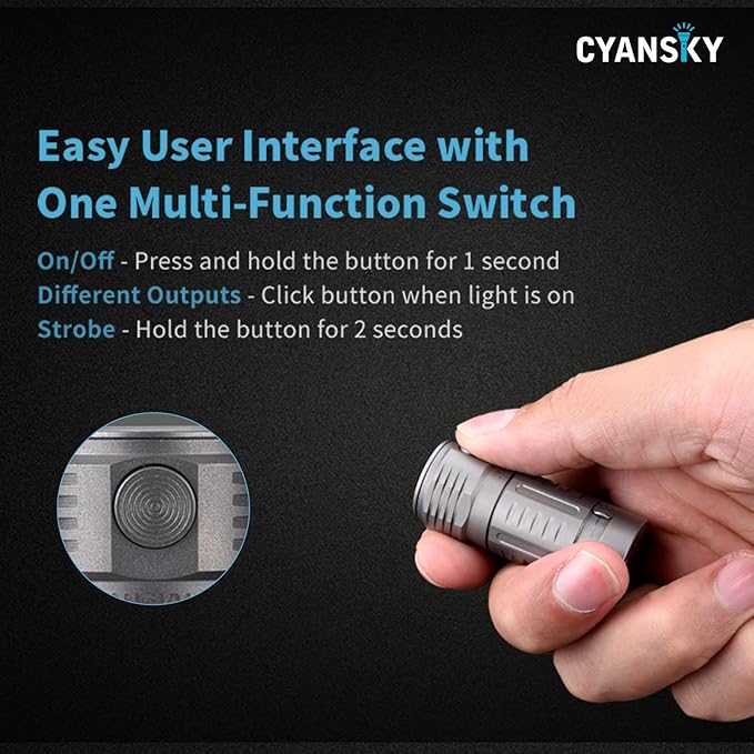 CYANSKY M3 Mini Titanium LED Flashlight ,700 Lumens, 5 Modes , EDC Keychain Flashlights with Rechargeable Battery, IP68 Waterproof
