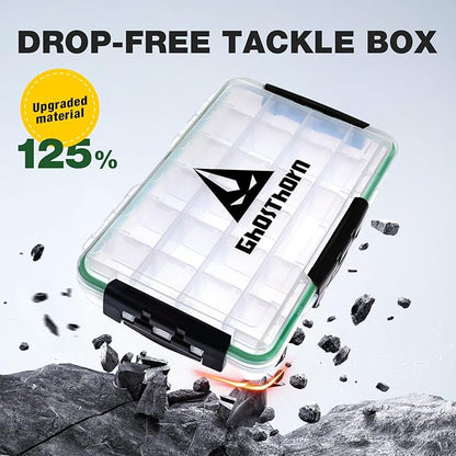 Ghosthorn Fishing Tackle Box, Waterproof 3600 and 3700 Tackle Trays, Plastic Tackle Box Organizer with Removable Dividers Storage Lure Box for Lures 1 and 4 Pack
