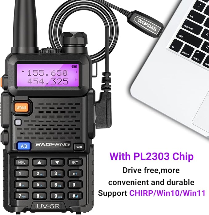 Baofeng UV-5R Ham Radio Handheld Rechargeable Two Way Radios Long Range Portable Radio with Speaker Microphone Programming Cable,2pack