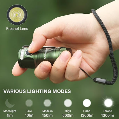 sofirn SC13 Small Rechargeable Flashlight, Pocket EDC Flashlight Bright 1300 Lumens with Magnetic Tail Cap, Mini Pocket Lights for Everyday Carry Emergenices Outdoor Camping Hiking