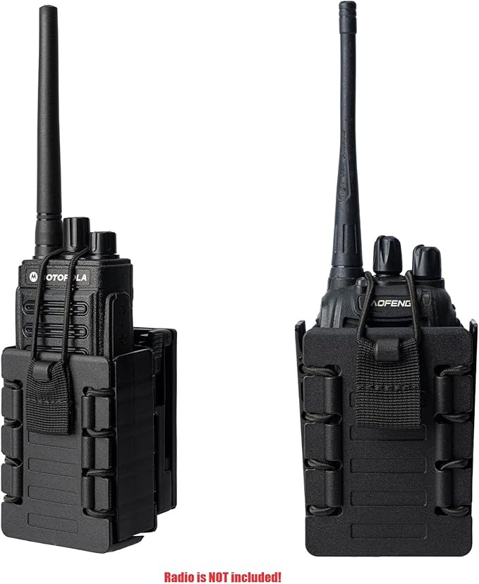 Compact Radio Holster Polymer Walkie-Talkie Case w/Duty Belt/MOLLE Vest Clip Two Ways Radio Pouch Interphone Carrier Sheath for Police Law Enforcement Security Firefighter Rescue EMS EMT