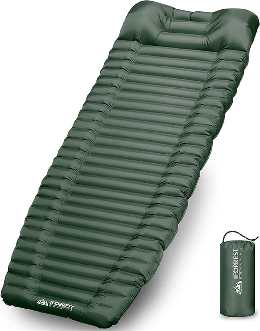 Camping Sleeping Pad w/Armrest & Pillow - 4 Inch Ultra-Thick Side Sleep Friendly - Rollover Protection - Ultralight Backpacking Air Mattress
