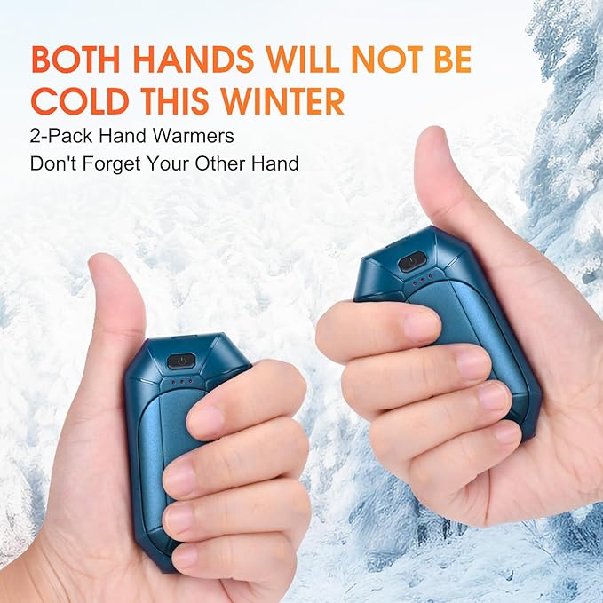 2 Pcs Mini Hand Warmer Rechargeable, 2000mAh*2 Portable Hand Warmer Reusable, 3 Levels Temperature Adjustable 2 in 1 Hand Warmer, Outdoor Indoor Warm Gift for Men Women Children