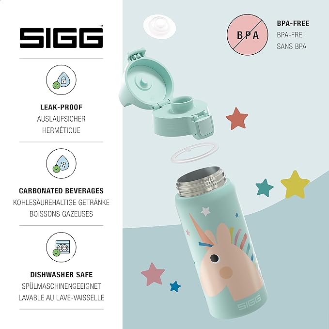 SIGG - Insulated Kids Bottle - Shield One Therm - For Carbonated Beverages - Dishwasher Safe - Stainless Steel - 17 Oz