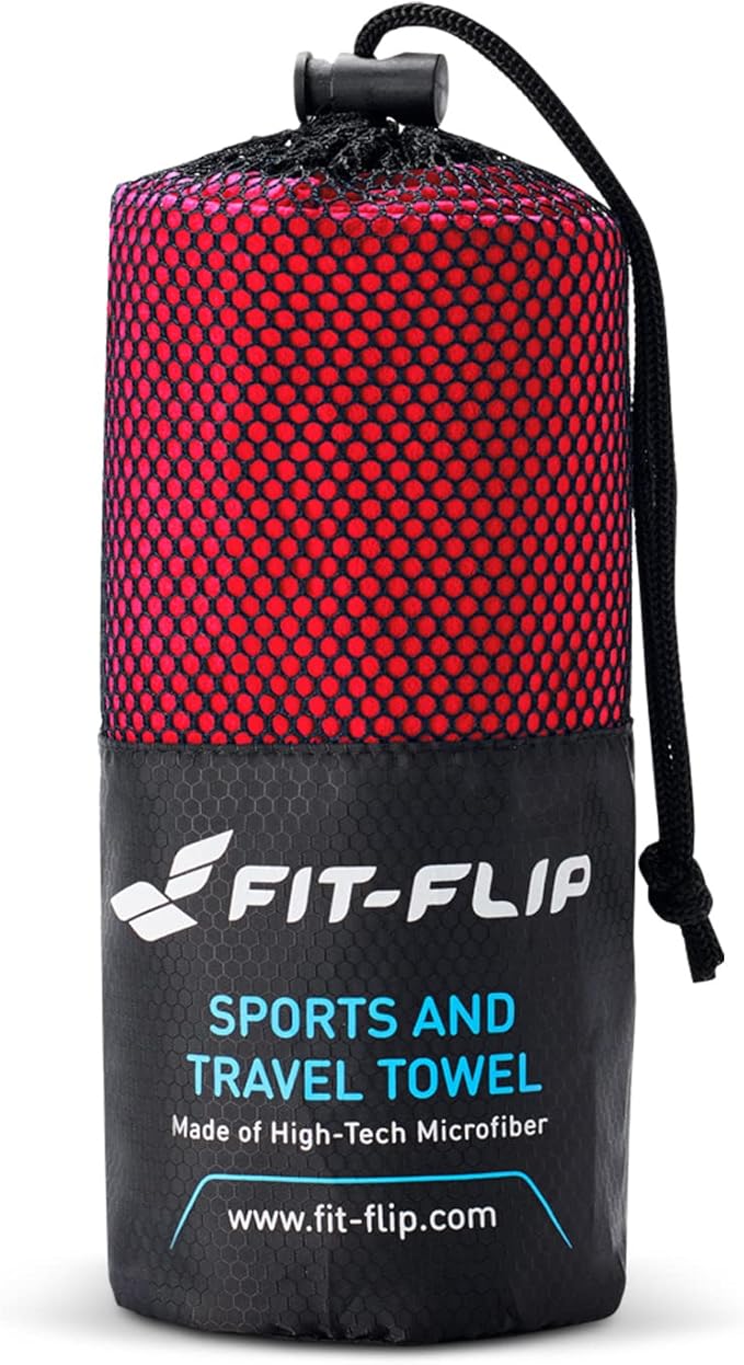Fit-Flip Travel Towel - Compact & Ultra Soft Microfiber Camping Towel - Quick Dry Towel - Super Absorbent & Lightweight for Sports, Beach, Gym, Backpacking, Hiking and Yoga