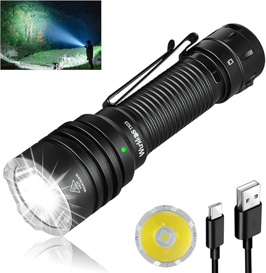 Wurkkos TS23 5000 High Lumens Flashlight,1581Ft Long Range Flashlight 6000K 70.3 HI LED High Power Super Bright LED Flashlight with Tail E-Switch,IP68 Waterproof Flashlights for Emergency,Repair,Work
