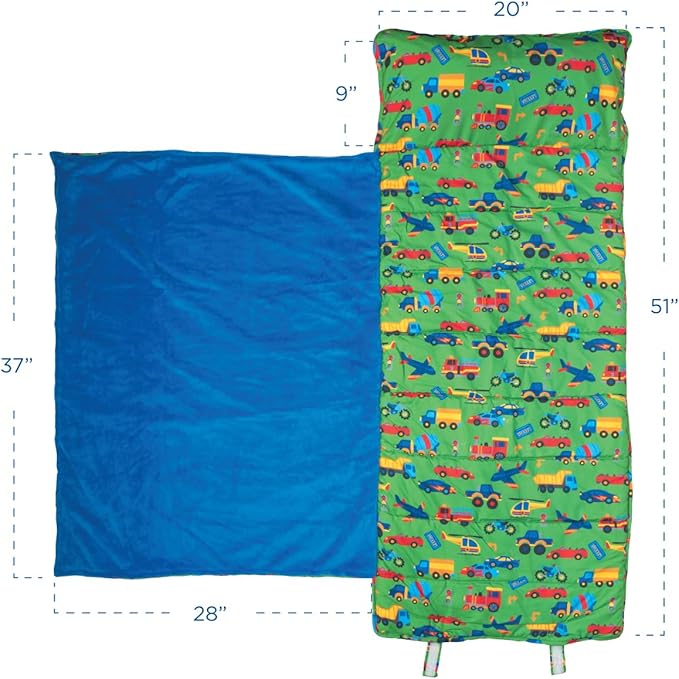 Stephen Joseph, Toddler All Over Print Nap Mat with Soft Blanket and Removable Pillow for Boys & Girls, Kids Sleeping Bag for Elementary, Daycare, Preschool with Carry Handle